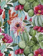 תמונת טפט, פרחים וקקטוסים גדולים  קיאנה על רקע פיצוצי טיח