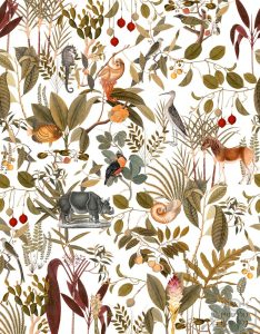 ⁦תמונת טפט, חגיגת חיות בגונגל על רקע לבן שמנת⁩ – תמונה ⁦2⁩