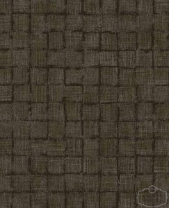 ⁦טפט ויניל דמוי טקסטורה יוטה ,ריבועי רוסטיק בגווני חום ונגה\שחור⁩ – תמונה ⁦2⁩