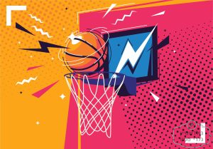 ⁦תמונת טפט, כדורסל על רקע צהוב אדום⁩ – תמונה ⁦2⁩