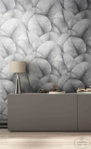 טפט עלים טרופים גדולים בגווני אפור כהה