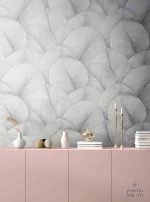 טפט עלים טרופים גדולים בגווני אפור\ גרז'