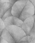 ⁦טפט עלים טרופים גדולים בגווני אפור כהה⁩ – תמונה ⁦2⁩