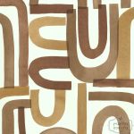 ⁦טפט קשתות רטרו בגווני חום על רקע שמנת⁩ – תמונה ⁦2⁩