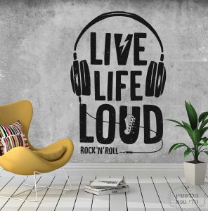 תמונת טפט, גרפיטי על רקע בטון LIVE LIFE LOUD
