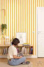 טפט פסים קלאס 4 סמ שמנת  חרדל