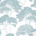 ⁦טפט צמרות תכלת על רקע לבן⁩ – תמונה ⁦2⁩