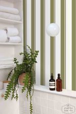 טפט פסים לינארי, ירוק זיית, שמנת חום