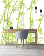 תמונת טפט, קני סוף במבוק ירוק על שמנת