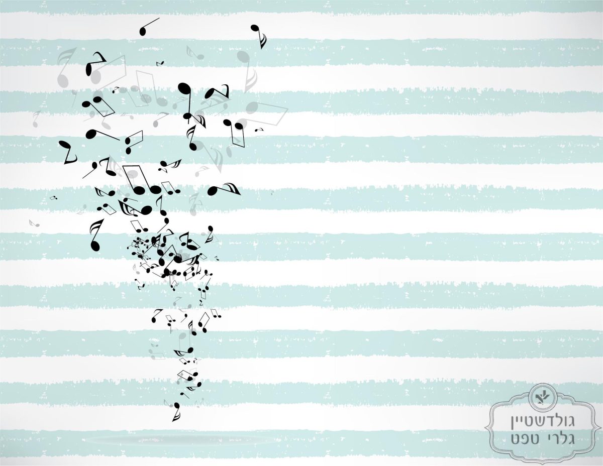 ⁦תמונת טפט, תווים מוזיקלים על פסי רוחב אקווה לבן⁩ – תמונה ⁦2⁩