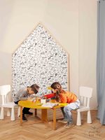 ⁦טפט גרפיטי ילדים שחור לבן ניתן לצביעה⁩ – תמונה ⁦2⁩