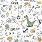 טפט גרפיטי ילדים צבעוני + שחור לבן