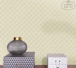 טפט עלים גאומטרי מלכותי מרווה, זהב רקע לבן שמנת