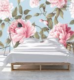 תמונת טפט,  ורדים גדולים על רקע תכלת