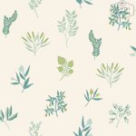 ⁦טפט עלים  לוקיד ירוק תכלת על לבן⁩ – תמונה ⁦2⁩