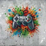 תמונת טפט, קונסולת PLAY גרפיטי בטון – תמונה 2