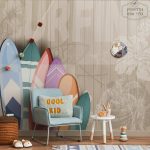 תמונת טפט, גלשנים על רקע קיר עץ מעוטר