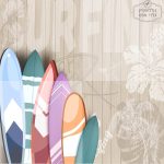 ⁦תמונת טפט, גלשנים על רקע קיר עץ מעוטר⁩ – תמונה ⁦2⁩