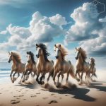 ⁦תמונת טפט, סוסים דוהרים על החוף⁩ – תמונה ⁦2⁩
