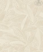 ⁦טפט עלים טקסטורלי שמנת רקע מוקה בהיר⁩ – תמונה ⁦2⁩