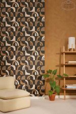 טפט אמפרינט גאומטרי גווני חום ונגה, טרקוטה