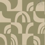 ⁦טפט אמפרינט גאומטרי ירוק זית רקע בז'⁩ – תמונה ⁦2⁩