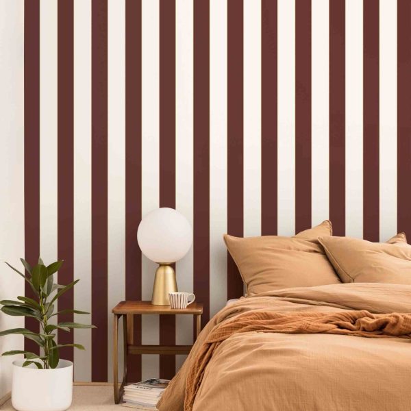 טפט פסים 9 ס"מ בורדו שמנת נגיעת זהב